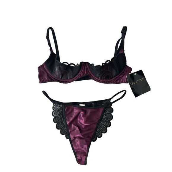 federicks Other - Seduction By Frederick's Of Hollywood Women Bra Panty Set Medium Lace‎ Sexy New